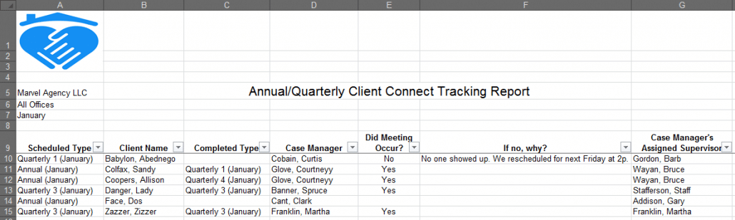 Annual/Quarterly Client Connect Tracking Report