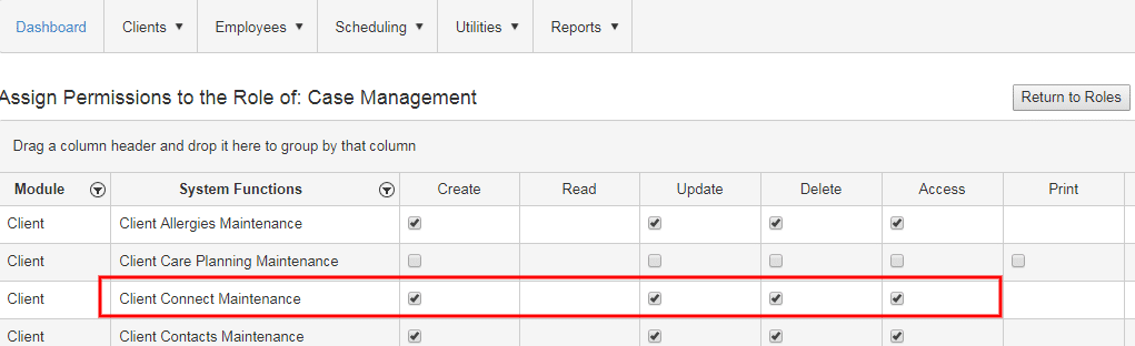 Client Connect Security permission