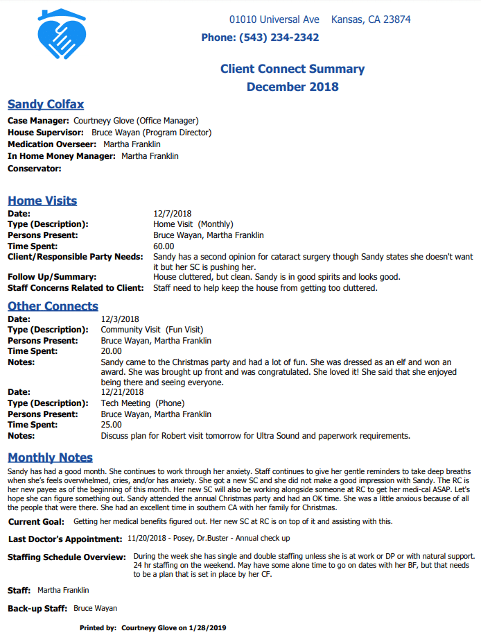 Client Connect Summary Report