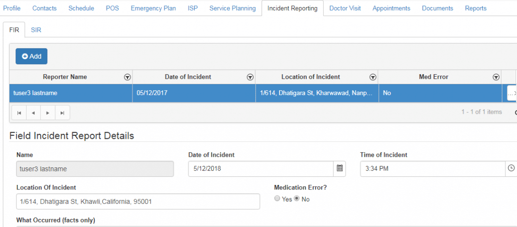 Client incident reporting in QSP