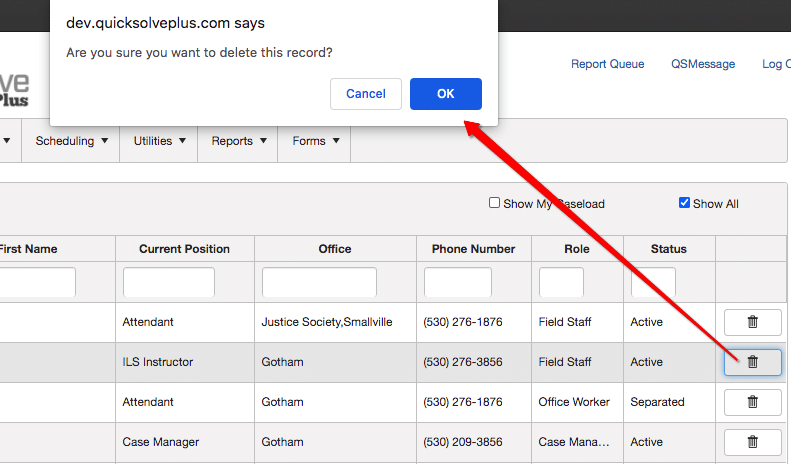 Delete Employee from QSP
