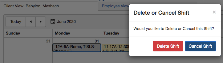 Delete or Cancel scheduled shift from QSP