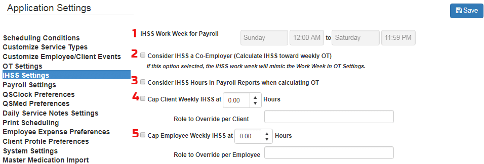 IHSS cap and payroll setting in QSP