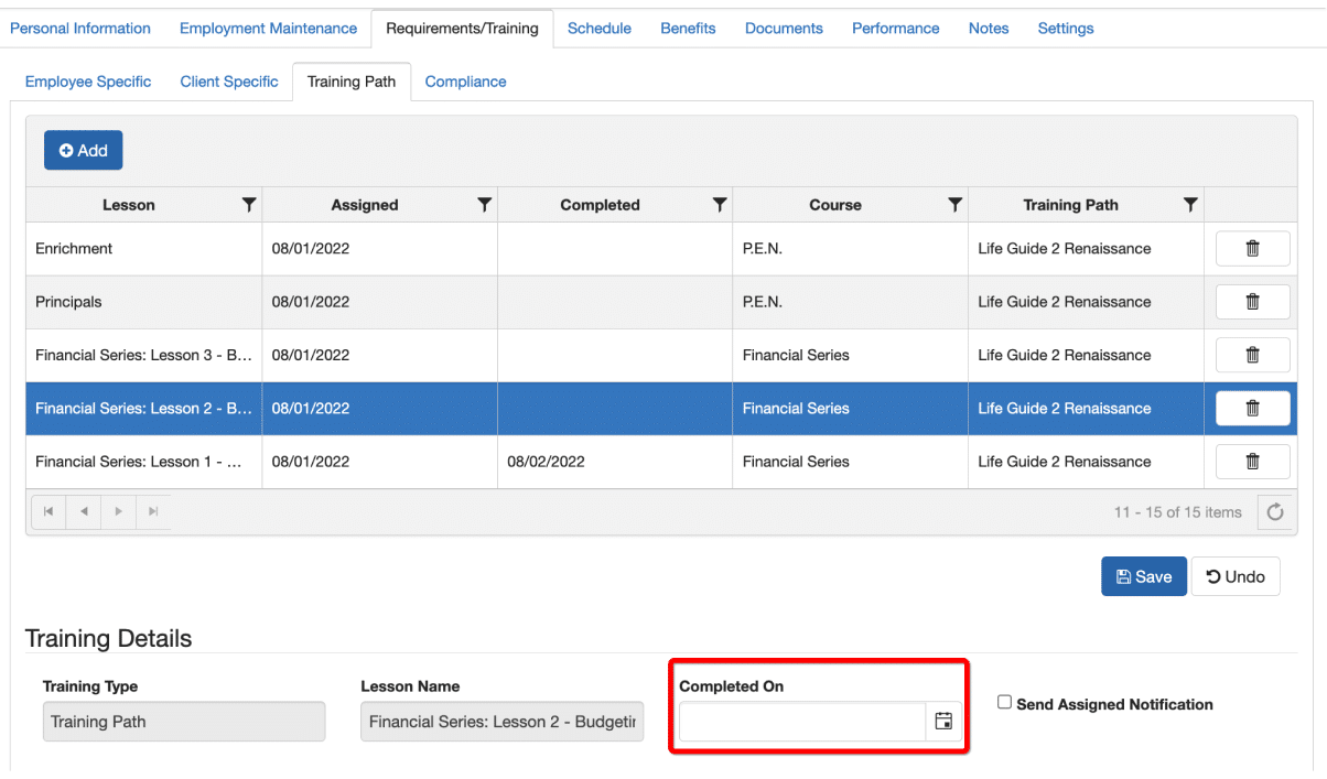 Manual lesson completion