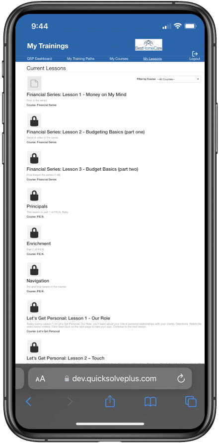 My Training Lessons Incomplete