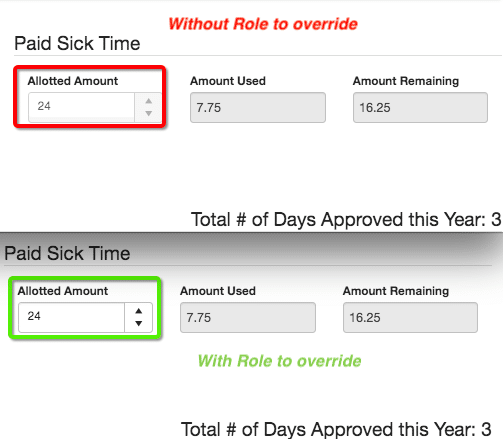 Paid Sick Time Role to Override