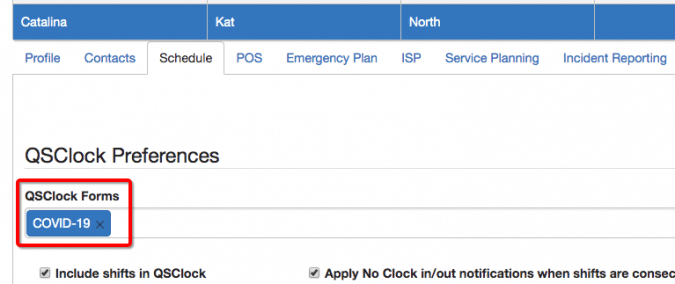 QSClock Form setup in client profile