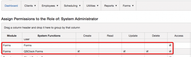 QSClock forms security setup