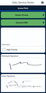 QSP Daily service note signatures mobile