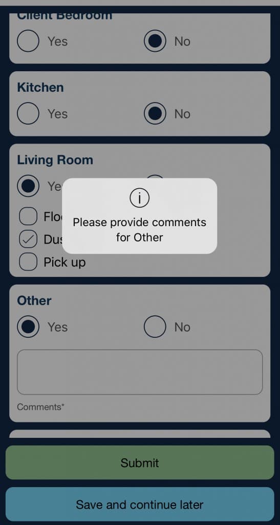 Require comments on daily service notes in QSP