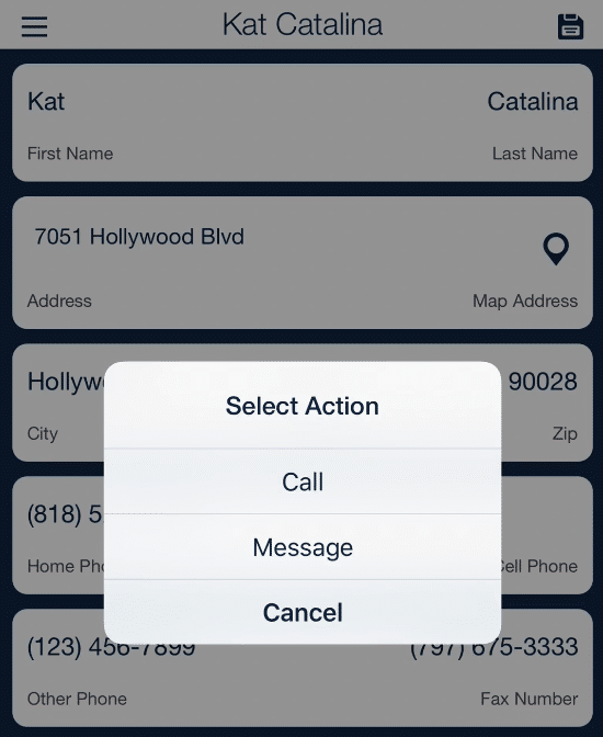 QSP Call Message Client Action