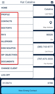 client menu QSP Mobile