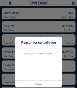 cancel shift with reason_qsp mobile app