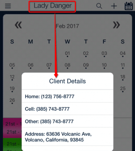 client contact details from schedule_qsp mobile app