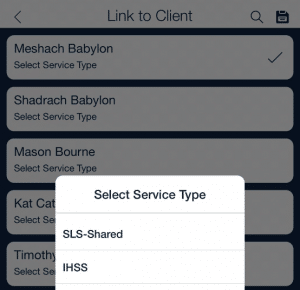SLS or IHSS linked client service type_qsp mobile app