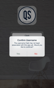 confirm username - qsp mobile app