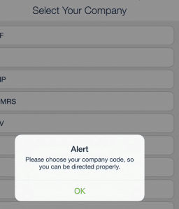 choose company code - qsp mobile app
