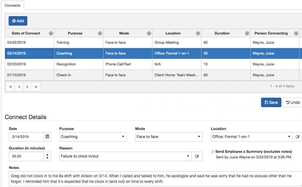 Staff Coaching Summary in QSP