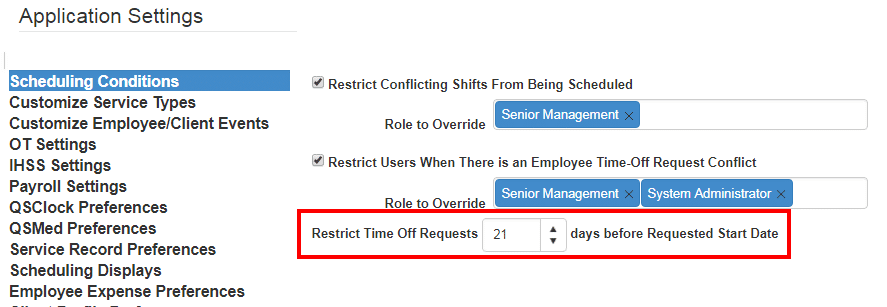 TOR app setting time restriction
