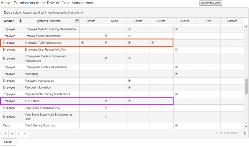 TOR security permissions part 2