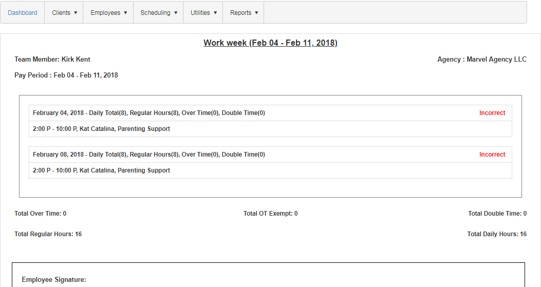 electronic timesheet sign and approve