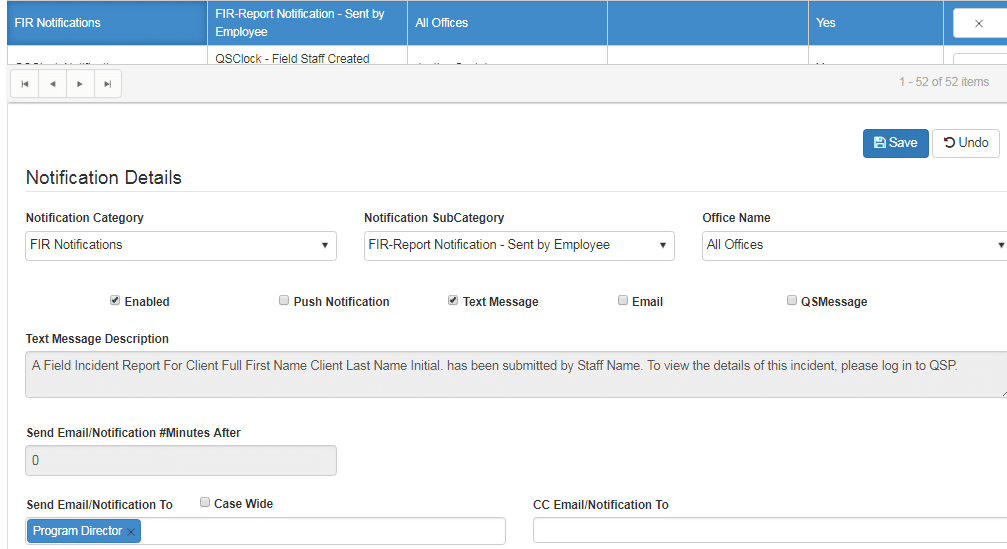 field incident report notification in QSP