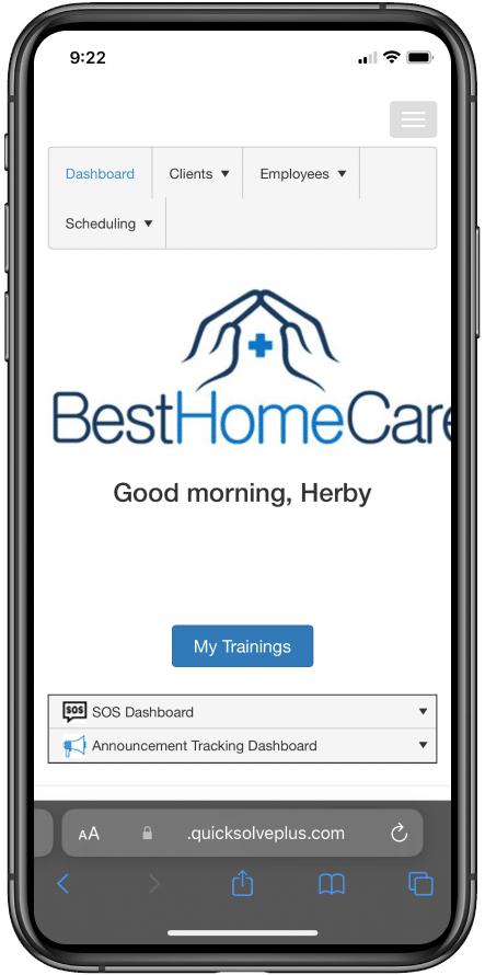 my trainings dashboard mobile browser access