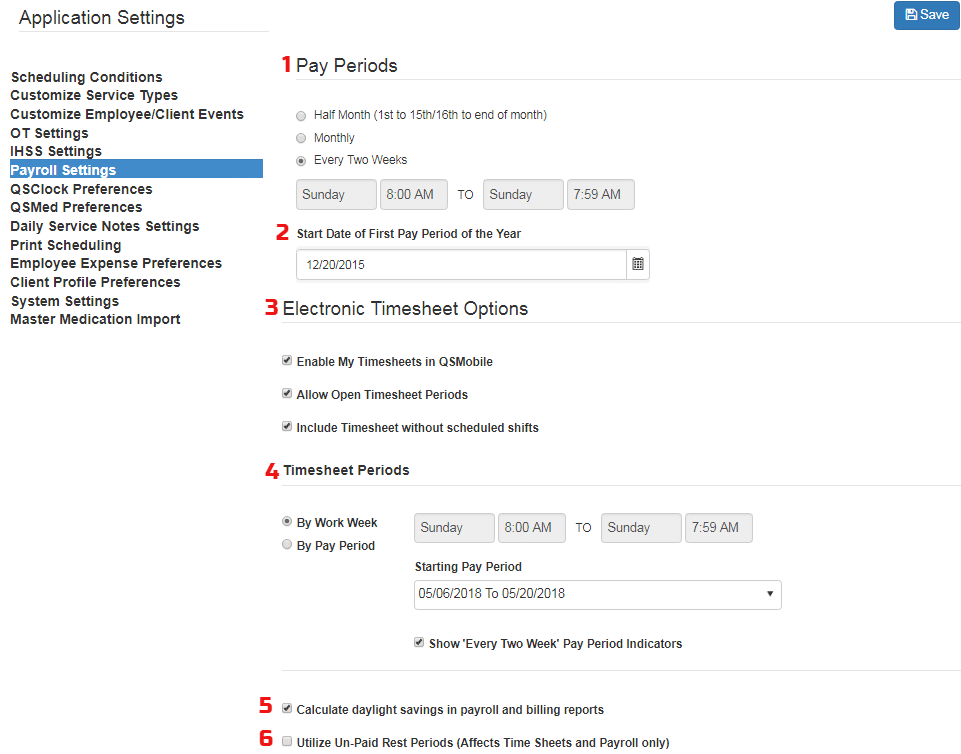 QSP payroll settings