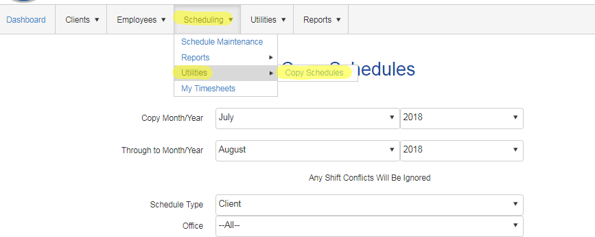 copy schedules bulk in QSP
